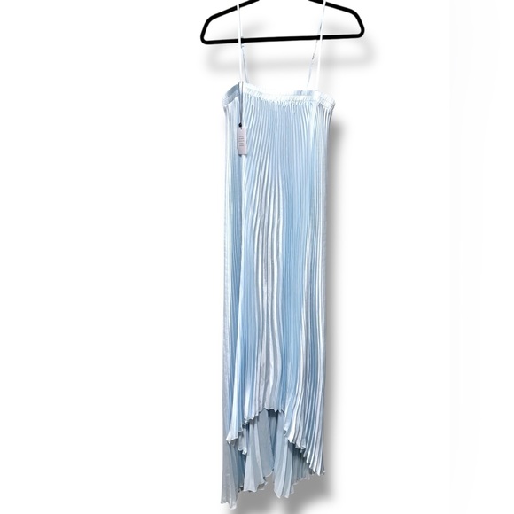 NWT Lovers + Friends Mae Gown Baby Blue Crimped Long Maxi Dress Size Medium - Picture 8 of 12